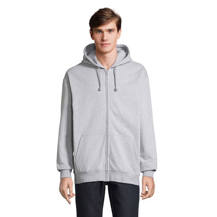 Veste zip à capuche unisexe personnalisable CARTER Gris Chiné Ii